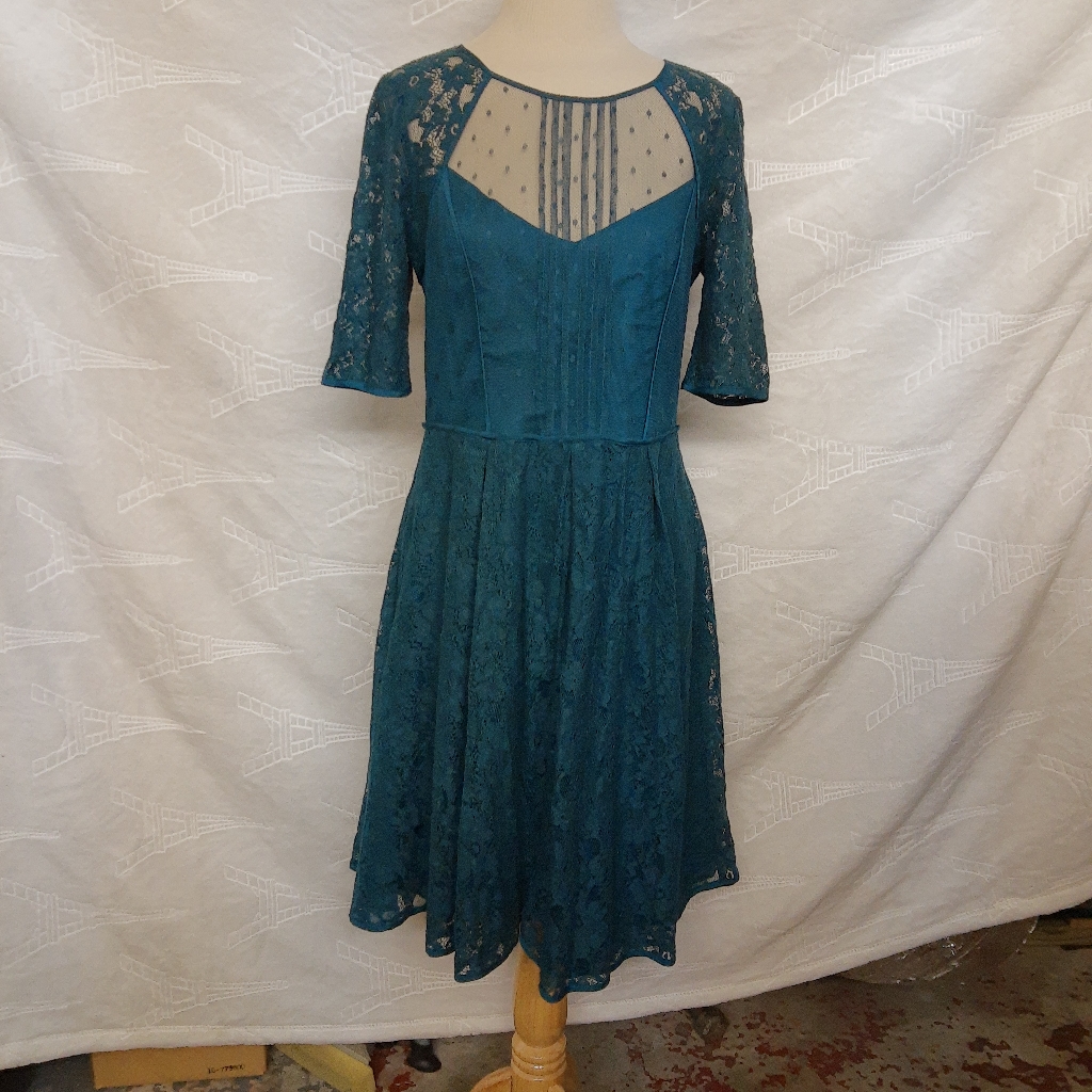Bcbgmaxazria Dark Teal Lace Dress